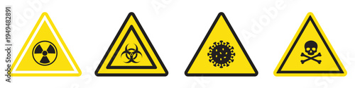 Warning Signs of Hazard: A series of vibrant yellow hazard signs, alerting to various dangers, each conveying a vital message of caution and risk awareness. 