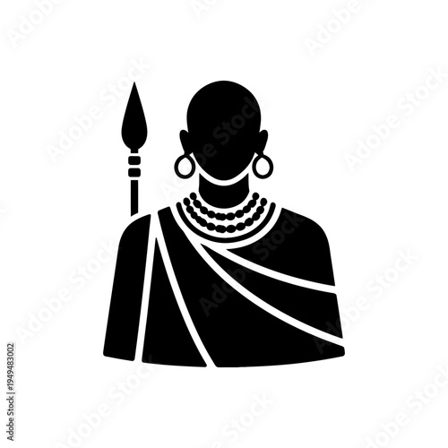 African Maasai Tribal Warrior Icon
