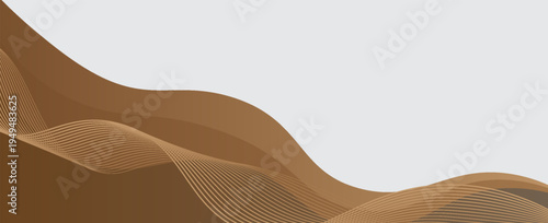Vector gold line background curve element with white space for text and message design, overlapping layers, vector illustration