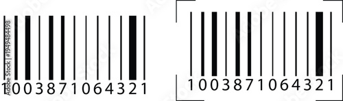 Set of 2 barcode vector illustrations with numbers