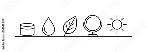 Daily skin care routine and personal beauty wellness supporting healthy glowing skin and mindful self care habits, cream jar, water drop, leaf, mirror, and sun, fresh confidence