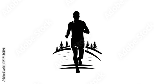 Silhouette of a runner in motion during a race.