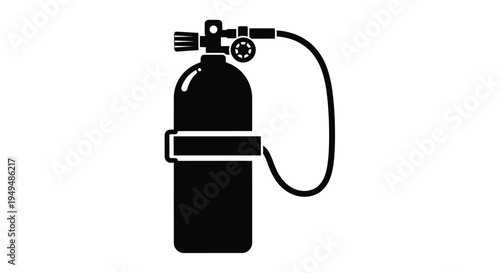 Black silhouette of a scuba diving air tank and regulator