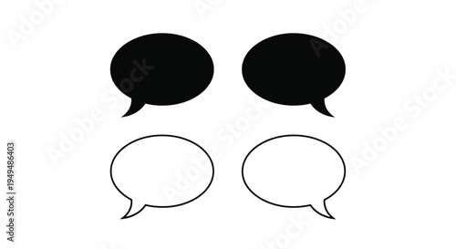Black and white speech bubbles filled and outlined designs