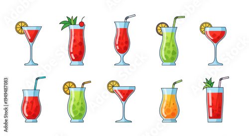 Colorful cocktail illustrations a collection of refreshing beverage designs