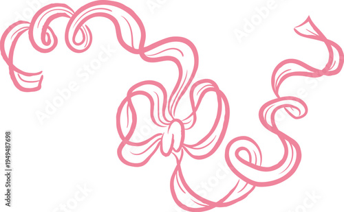 Ribbon Bow Flowing Swirl Linework