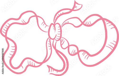 Ribbon Bow Outline Hand Drawn