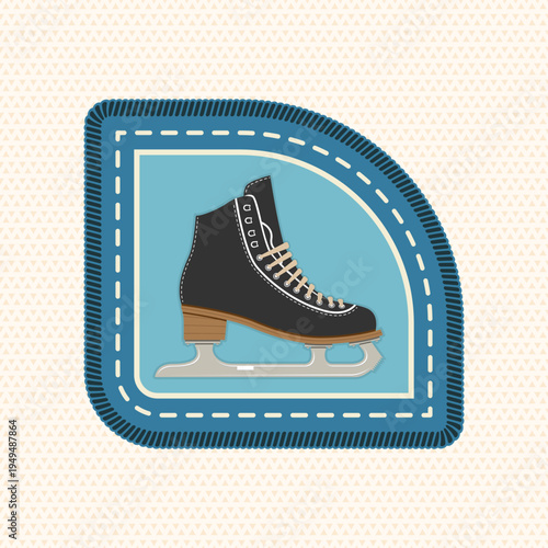 Scout badge with ice skating. Vector. Merit patch, sticker for camping outdoor and academic activities