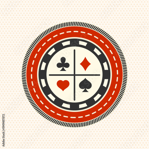 Scout badge with casino chips. Vector. Merit patch, sticker for camping outdoor and academic activities. Perfect for scouting groups, camping events, bike clubs, outdoor apparel, stickers, embroidery