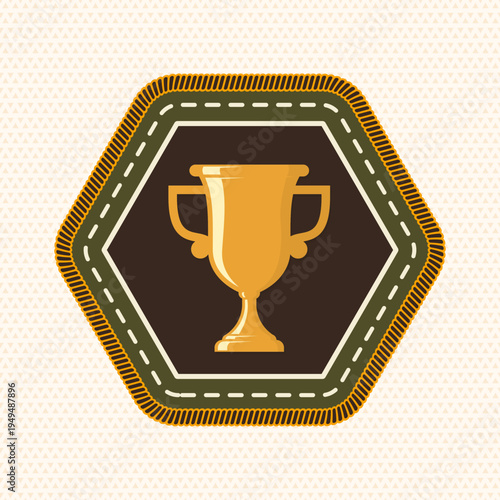 Scout badge with Trophy cup. Vector. Merit patch, sticker for camping outdoor and academic activities