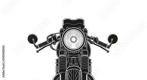 Classic Motorcycle Front View Illustration.