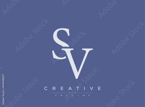 Sv creative logo design template on blue background