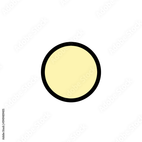 A simple yellow circle with a black outline on a white background, a basic geometric shape.