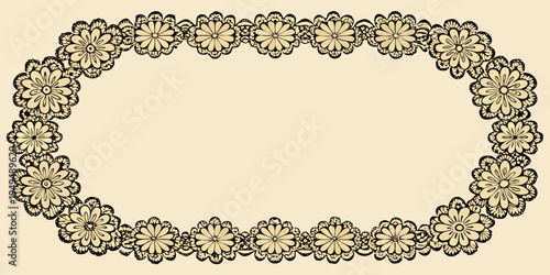 Vintage floral lace border frame, vector