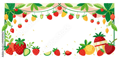  frame with red berries and snowflakes