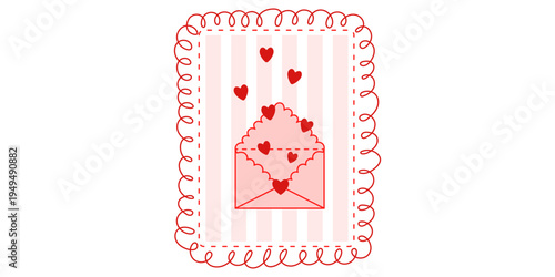 Kawaii heart template with lace square vector and frame valentine cute. Border love greeting with shape y2k photo and notebook signboard scrapbook. Ribbon girly kawaii with trendy writing lace