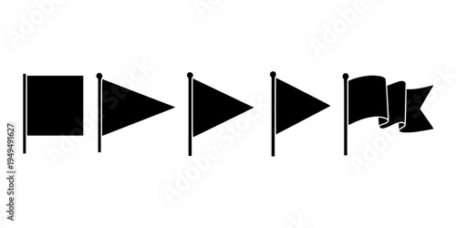 Flag icon. Set of black flag icons. Vector illustration. Flag icon collection
