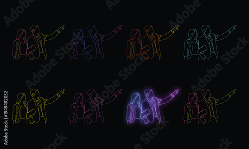 People Group Neon Colors