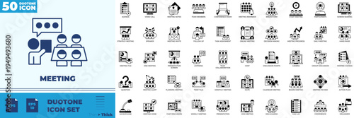 Meeting Duotone Editable Icons set