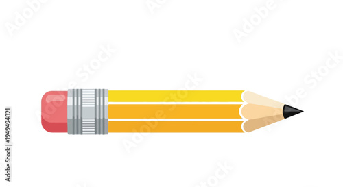 A simple illustration of a classic yellow pencil with a red eraser