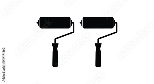 Two black paint rollers displayed on a plain white background