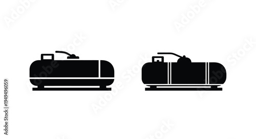 Two black silhouette icons depicting horizontal gas cylinders or propane tanks