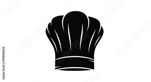 A black silhouette of a traditional chef s toque hat
