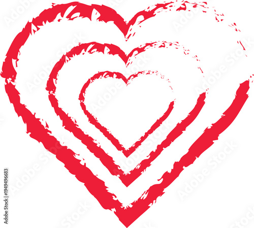 Concentric Red Brushstroke Hearts Love Symbol