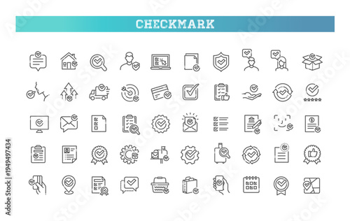 Check Mark Line Icons Set