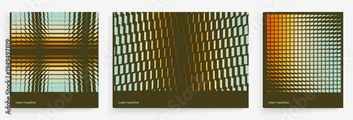 An image of multiple rectangular and square shapes with transition effects. Dynamic gradient background. Cover design template. Vector for brochure, poster, cover, card, presentation, flyer or banner.