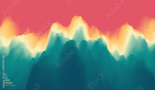 Mountains peak. Landscape. Abstract background. Dynamic effect. Gradient colour. Vector illustration for brochure, poster, cover, card, presentation, flyer or banner.