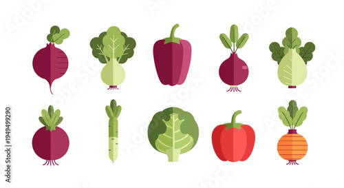 Colorful vegetables collection isolated on white background for healthy eating