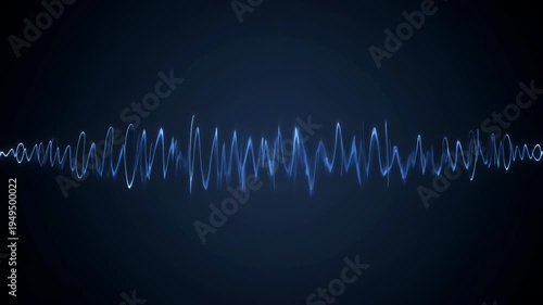 Abstract Representation of Blue Waves Oscillating on a Dark Gradient Background