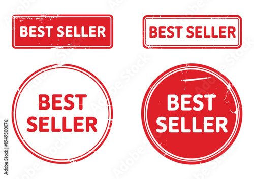 Best Seller Grunge Rubber Stamp Collection, Vintage Bestseller Seal Labels for Business Promotion, Sale Marketing, Retail Badges and Discount Tags Vector Illustration Set