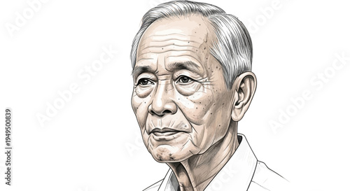 Focused Reflection: A close-up illustration of a wise elderly individual, eyes reflecting years of experiences and introspection, a testament to human resilience and aging gracefully.