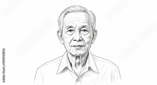 Portrait of an Elder: A detailed charcoal portrait of an elder man. The drawing reveals fine lines and a gentle expression. The artist captures the passage of time and the wisdom of experience.