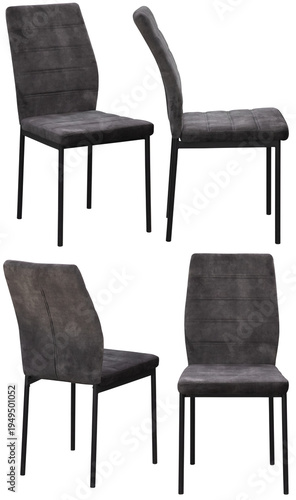 Real dining chair photographed in studio and isolated with transparent background. High-quality furniture product photography in PNG format, ideal for interior design projects