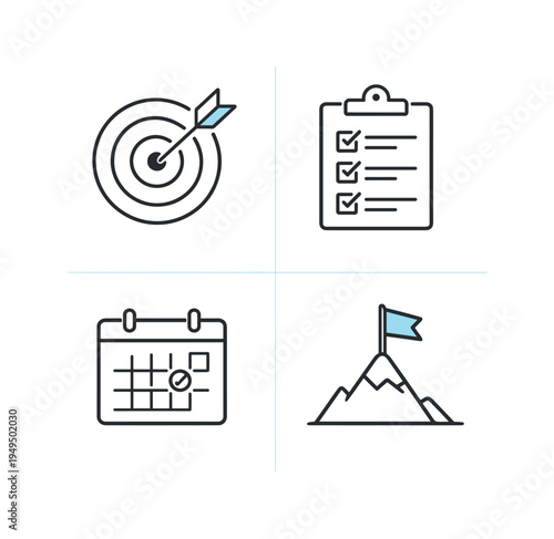 Personal goal setting and structured productivity planning in everyday life where individuals define ambitions, organize tasks, monitor progress, and achieve milestones through