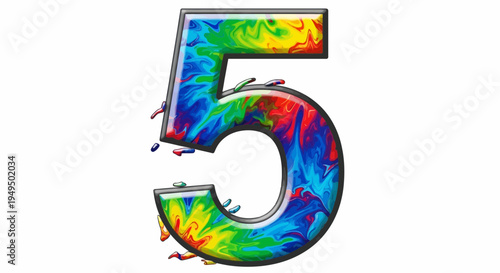 Large colorful number five symbol.