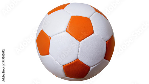 Obraz na plátně Dynamic orange and white soccer ball, a classic piece of sports equipment, perfe
