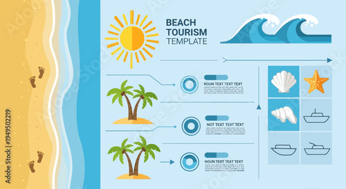 Palm trees on sandy beach landscape.