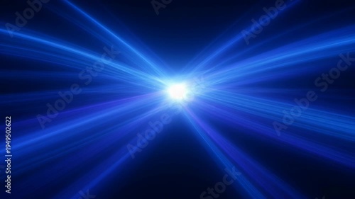 Brilliant burst of radiant blue light streaks emanating from central focal point