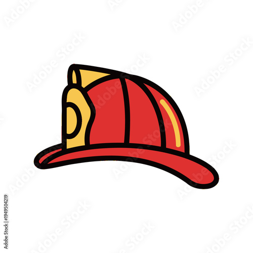 Red Firefighter Helmet Icon Isolated on Light Background
