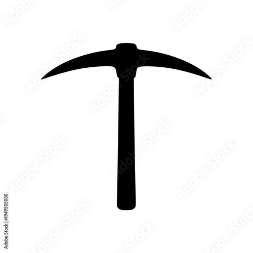 Gold mining pickaxe tool simple outline black white icon 