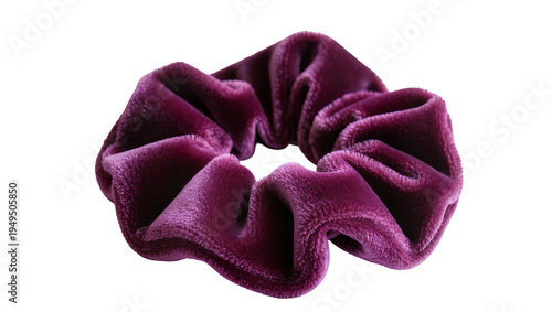 Fotografie Luxurious deep purple velvet scrunchie, a soft and plush hair accessory isolated