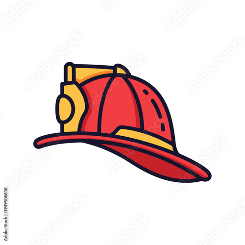 Red Firefighter Helmet Icon Isolated on Light Background

