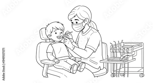 Gentle Dental Checkup for a Child Patient in a Clinic with Dentist and Assistant.
