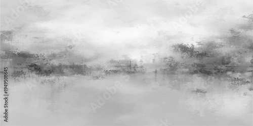 Atmospheric, moody grayscale landscape, painting a picture of tranquility, the sky melts into the water, reflecting the overcast day, creating an abstract and peaceful scene. 