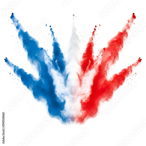 French flag colors in smoke