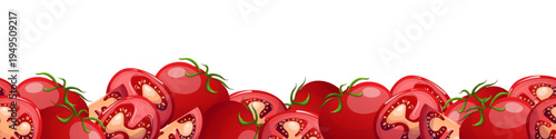 Vector seamless border with tomatoes